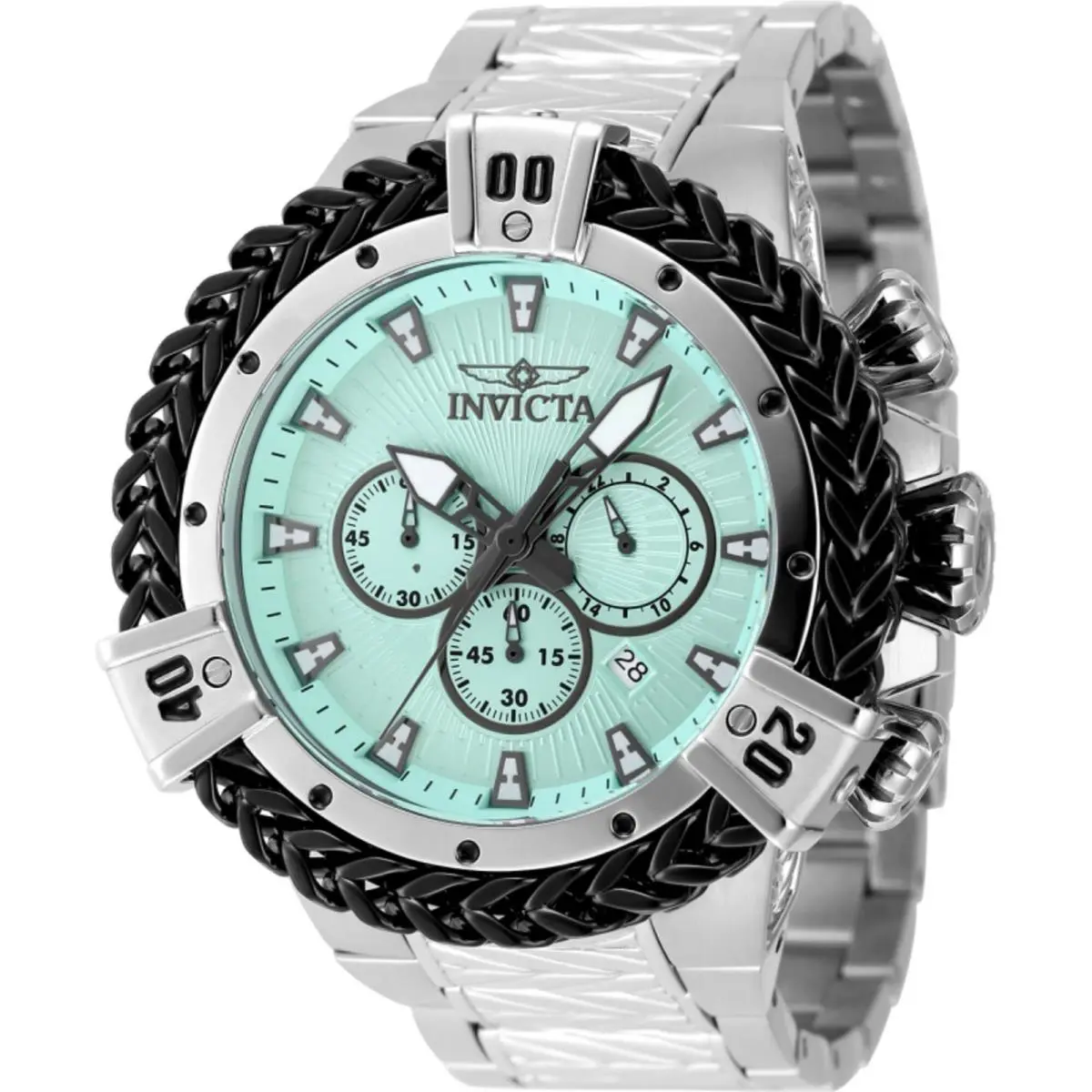 Men`s Watch Bolt Chronograph Turquoise Dial Silver Steel Bracelet 48159 by Invicta