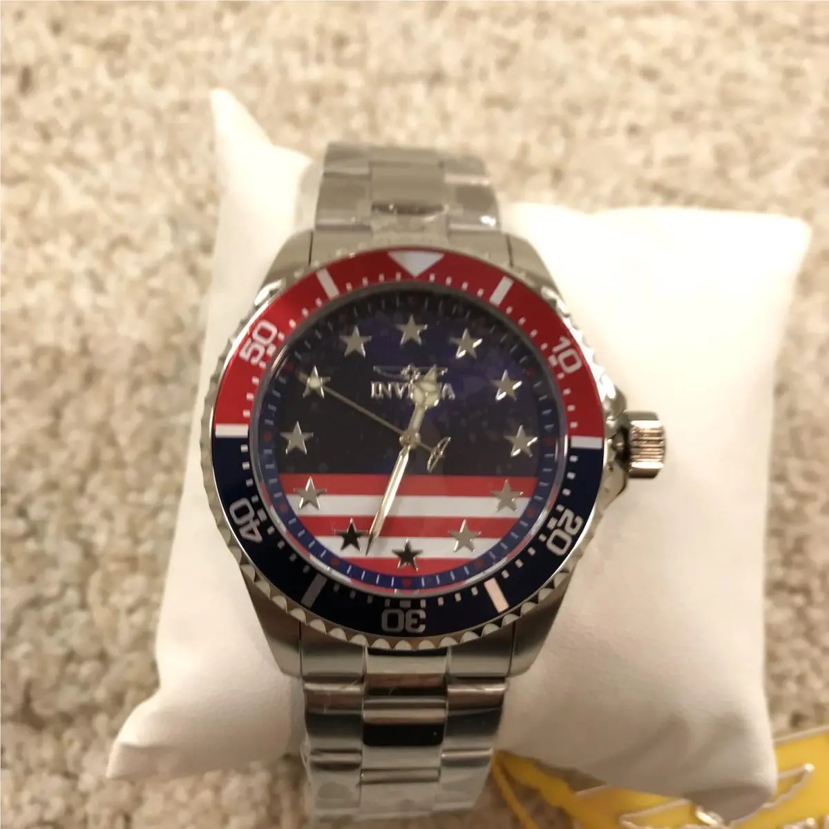 Pro Diver 43mm Stainless Steel Quartz Mens Watch Stars Stripes 48942 by Invicta