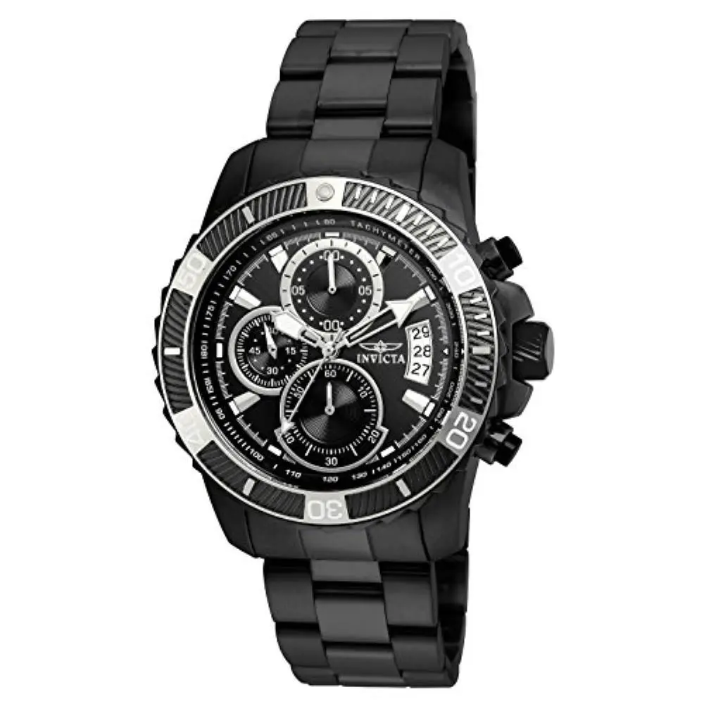 Mens Pro Diver Black Dial 45mm Quartz Analog Stainless Steel Watch 22417 by Invicta