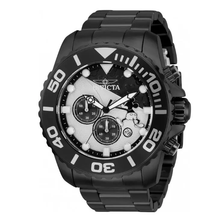 Invicta Disney Mens 50mm Limited Edition Gunmetal Mickey Chronograph Watch 32444 - Dial: Black, Multicolor, White, Band: Black, Gray, Gunmetal, Bezel: Black