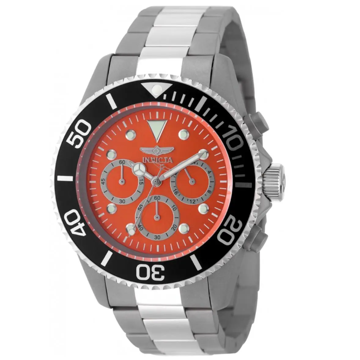 Invicta Pro Diver Titanium Ti-22 Men`s 45mm Orange Dial 200m Chrono Watch 50077