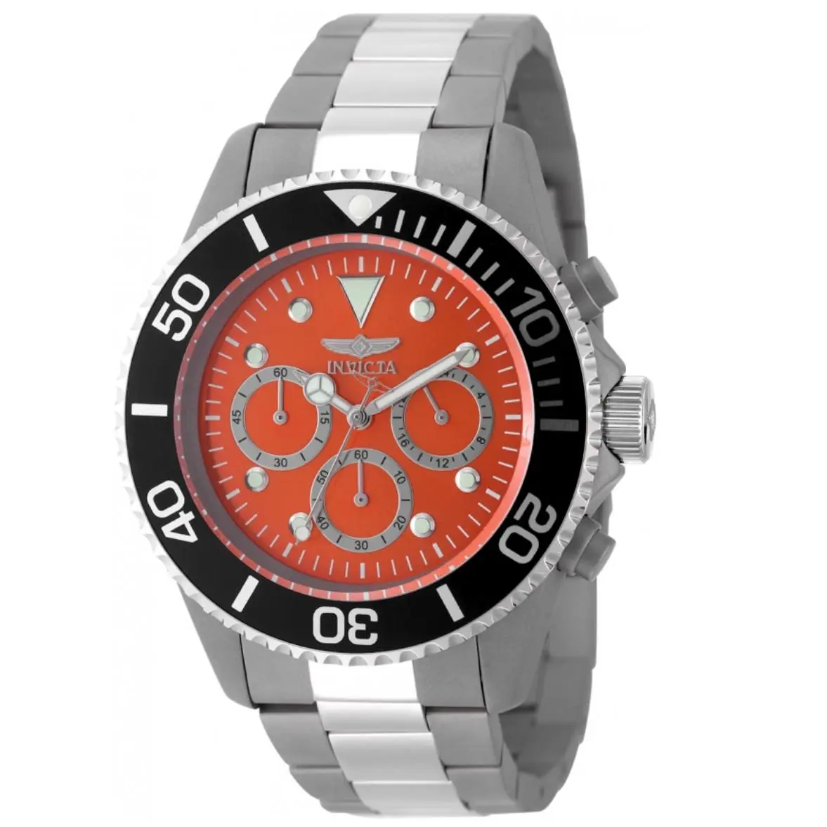 Invicta Pro Diver Titanium Ti-22 Men`s 45mm Orange Dial 200m Chrono Watch 50077