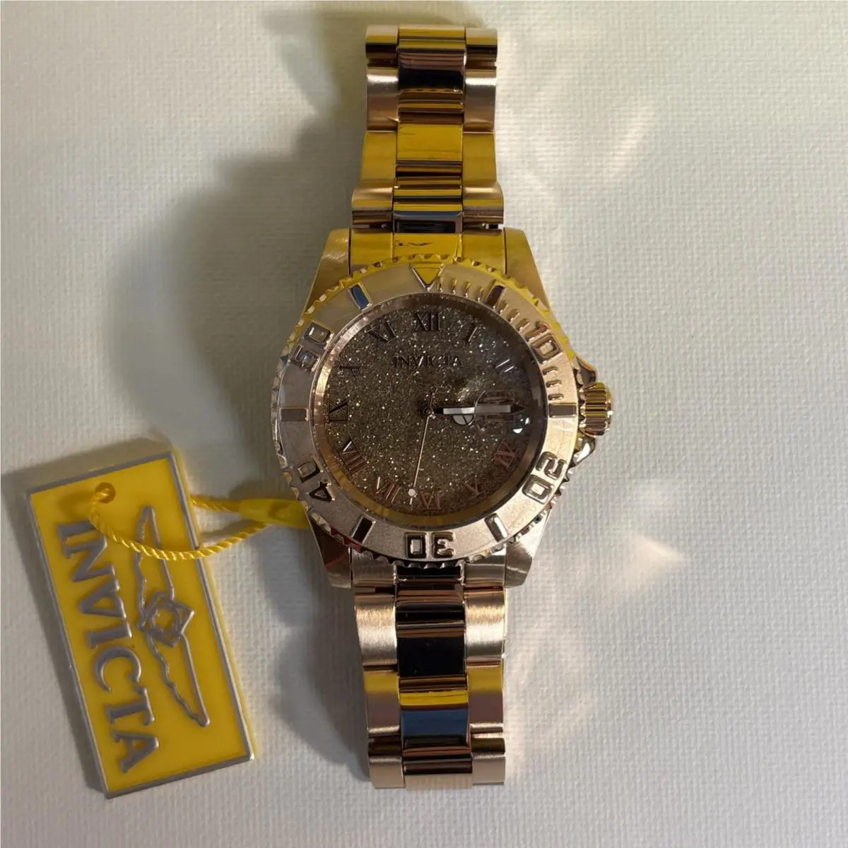 Invicta Women`s Watch Angel Glittery Rose Gold Dial Bracelet 22708