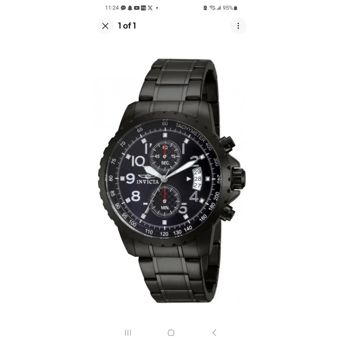 Invicta Specialty Chronograph Black Dial Black Ion-plated Men`s Watch 13787