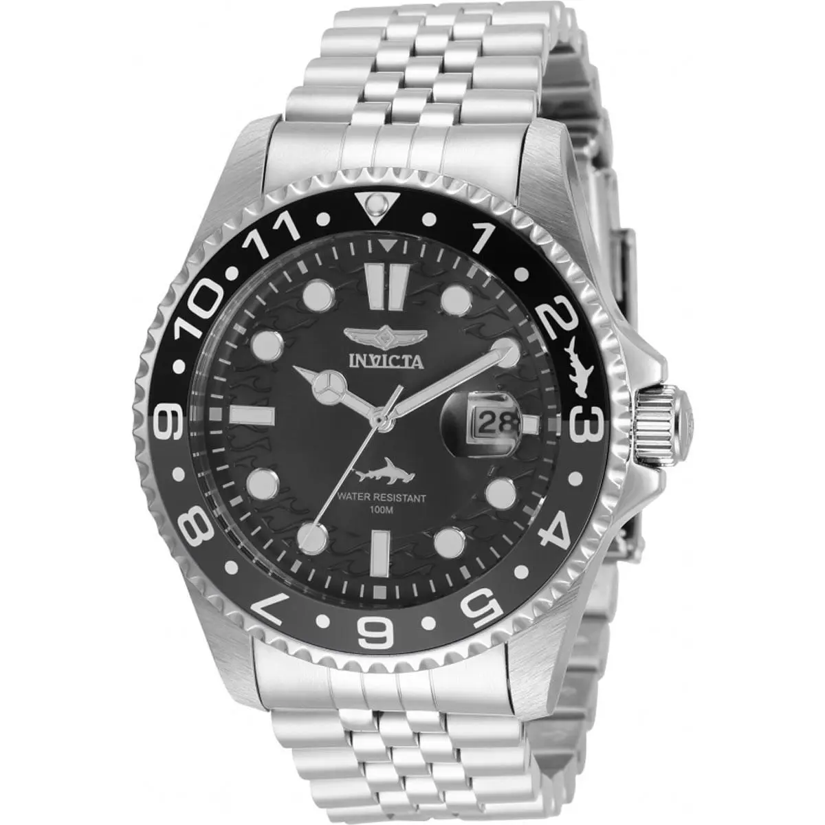 Invicta Men`s Watch Pro Diver Japanese Quartz Charcoal Dial Bracelet 35129