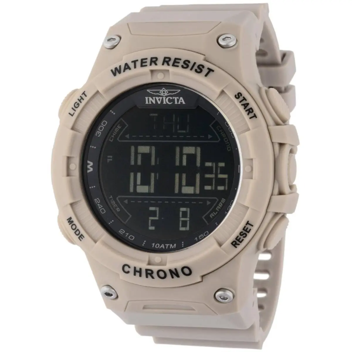 Invicta Men`s Digital Watch Invicta Racing Light Brown Polyurethane Strap 47526