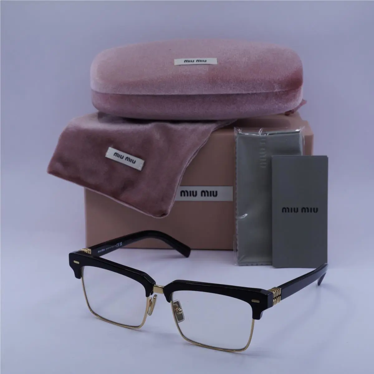 Miu Miu MU10ZS 1AB08N Black/clear Blue Light Block 54-17-140 Sunglasses
