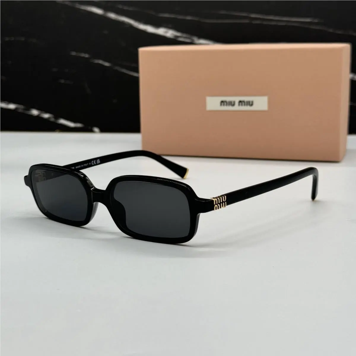 Square Black Women Sunglasses MU11ZS 16K5S0  MU11ZSF by Miu Miu