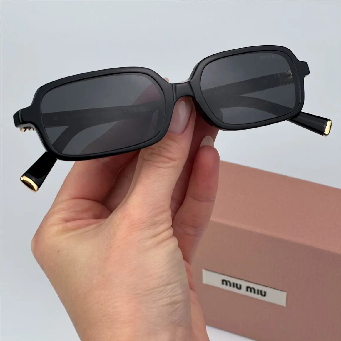 Miu Miu Women Sunglasses Black Grey Rectangle MU11ZSF Regard 16K5S0