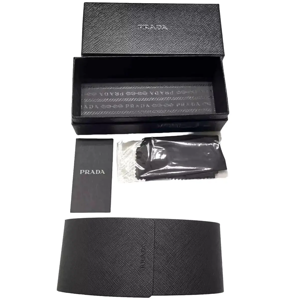 Prada Saffiano Black Hard Case w/ Cloth Giftbox For Sunglasses Eyeglasses