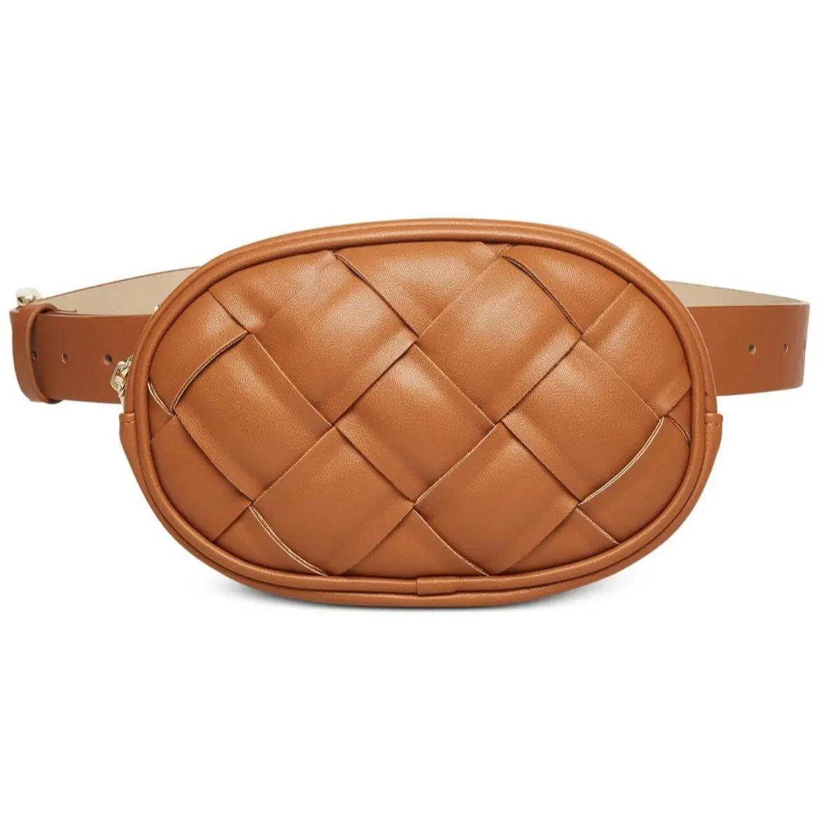 Womens Basket Weave Quilted Belt Bag Cognac Size XL by Steve Madden