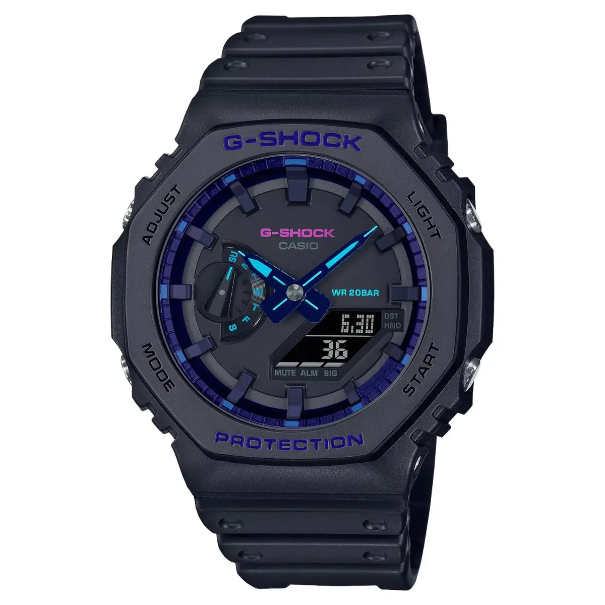 Casio G-shock Virtual Blue Anadigi Carbon Core Led Mens Sports Watch GA2100VB-1A