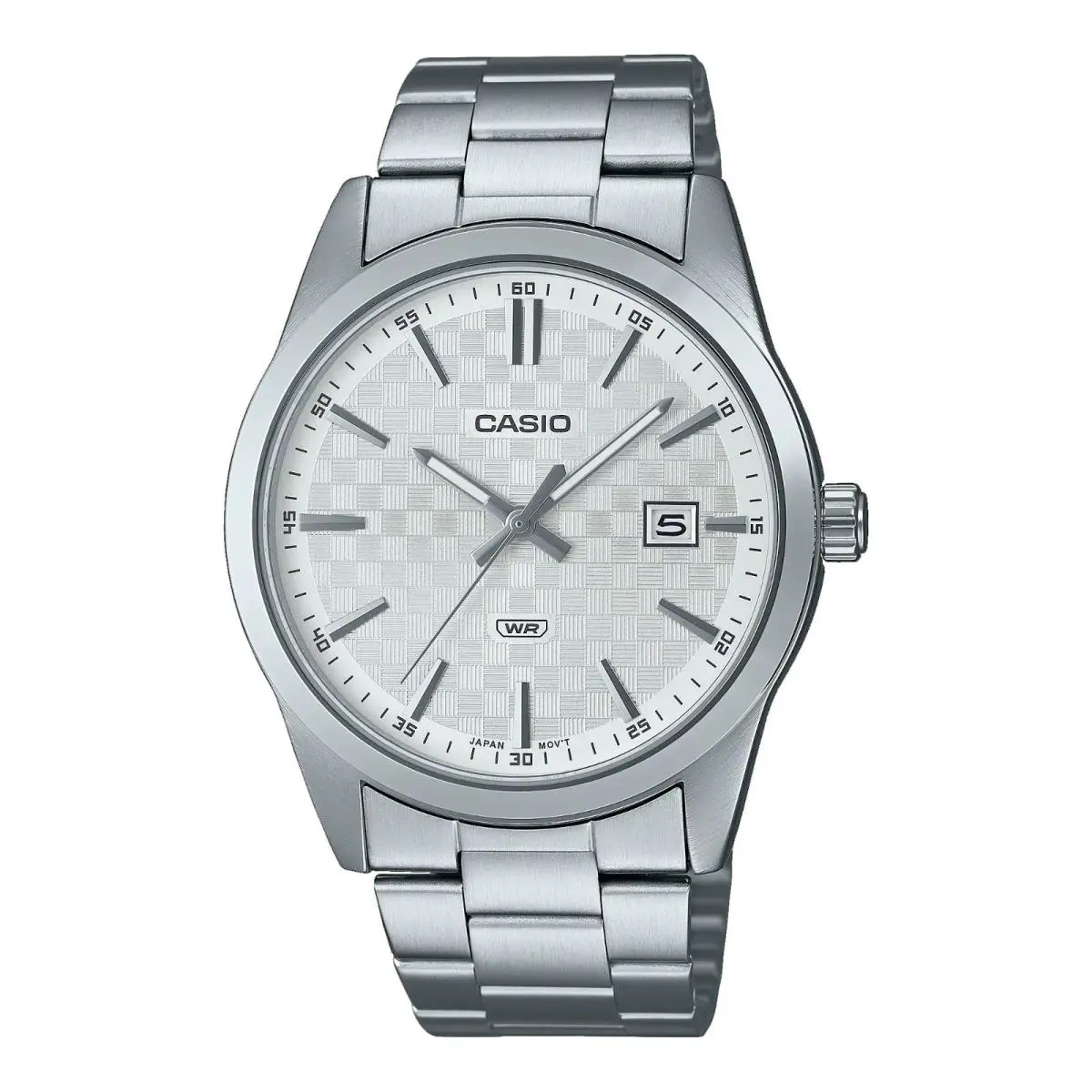 Casio MTP-VD03D-7A Men`s Standard Stainless Steel White Dial 3-Hand Analog Watch - Dial: White, Band: Silver, Bezel: Silver