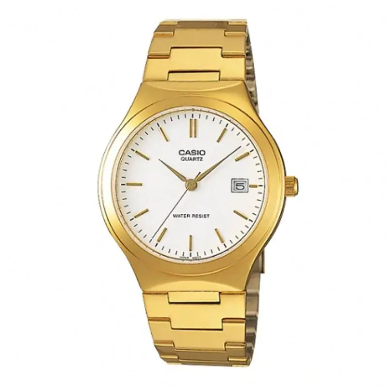 Casio MTP-1170N-7ARDF Men`s Stainless Steel Gold Tone White Dial Analog Watch - White, Dial: White, Band: Gold