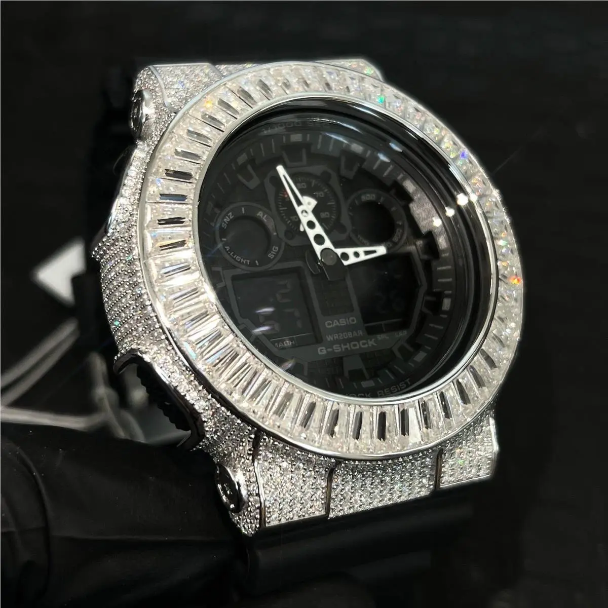 18.26 Ctw Moissanite Baguette Casio G Shock Watch GA-100