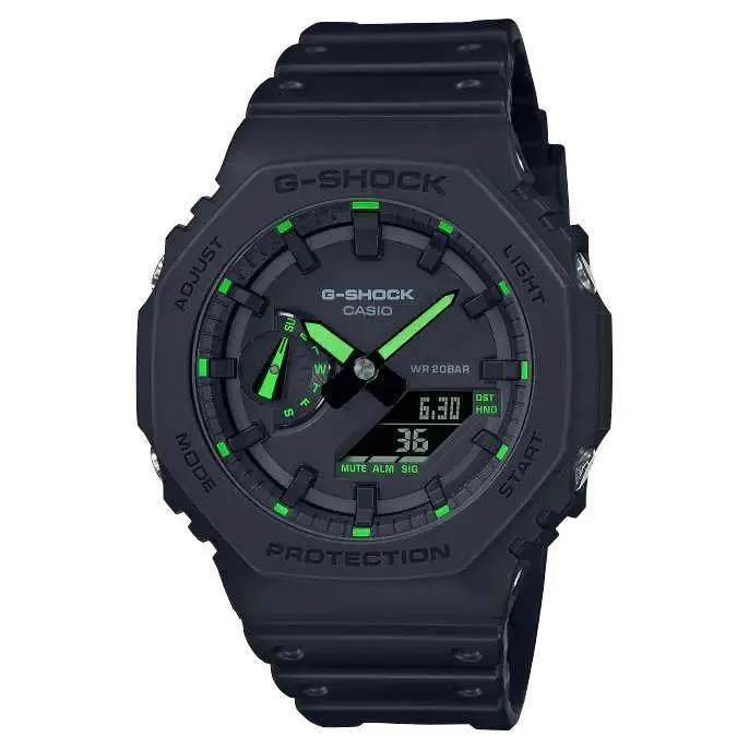 G Shock GA-2100-1A3 Black Neon Accent Analogue Digital WR 200M by Casio