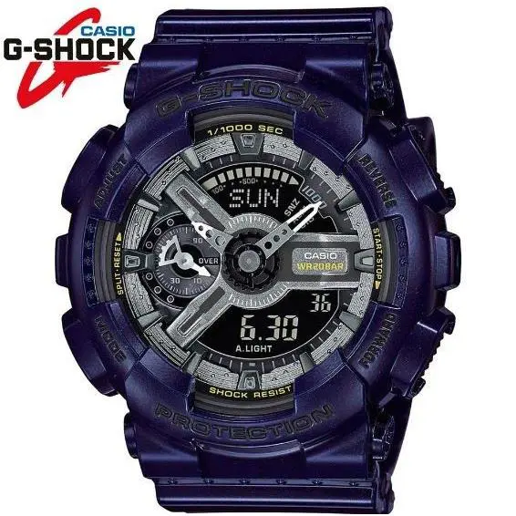 Casio G Shock GMAS110MC-2A Mid Size Watch - Dial: Gray, Black, Band: Blue