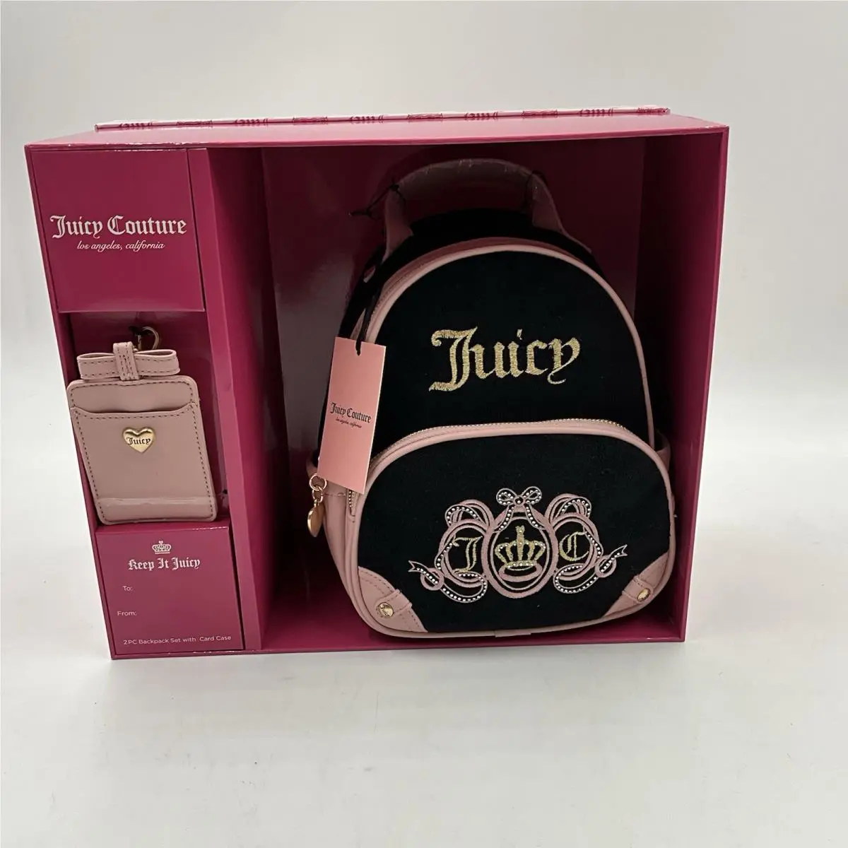 Juicy Couture Heritage Mini Backpack and Card Case Gift Set Black