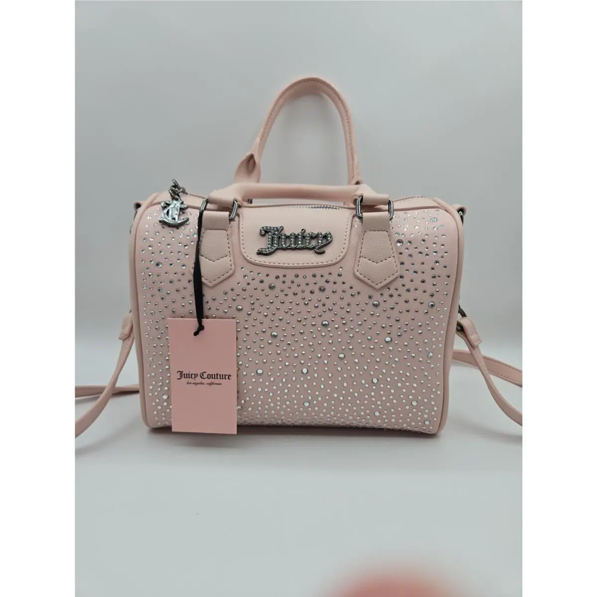 Juicy Couture Dazzle Satchel Pink Clay Sparkle Rhinestone Crossbody Handbag