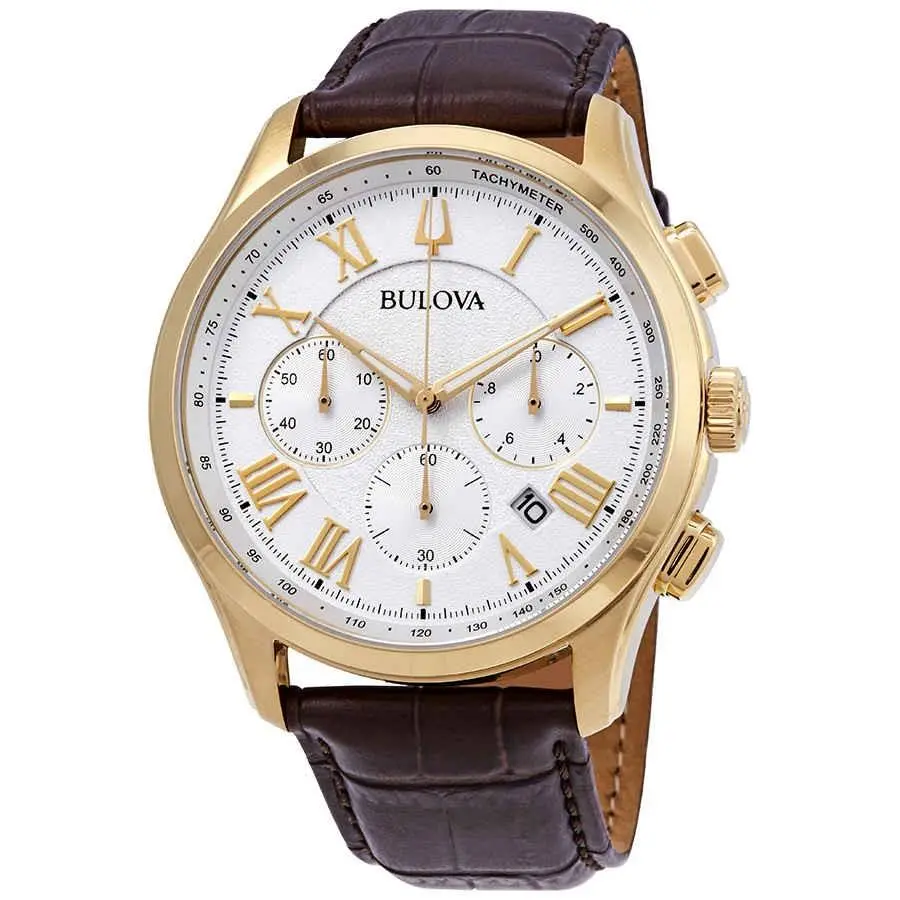 Bulova Classic White Textured Dial Men`s Chronograph Watch 97B169