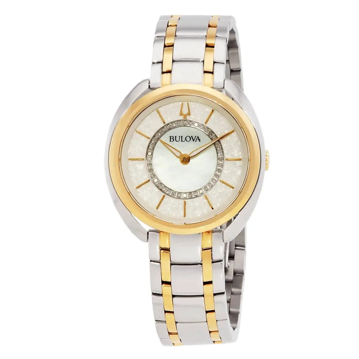 Bulova Duality Quartz Ladies Watch 98X134 - Dial: Mother of Pearl, Band: Two-tone (Silver-tone and Gold-tone), Bezel: Two-tone (Silver-tone and Gold-tone)