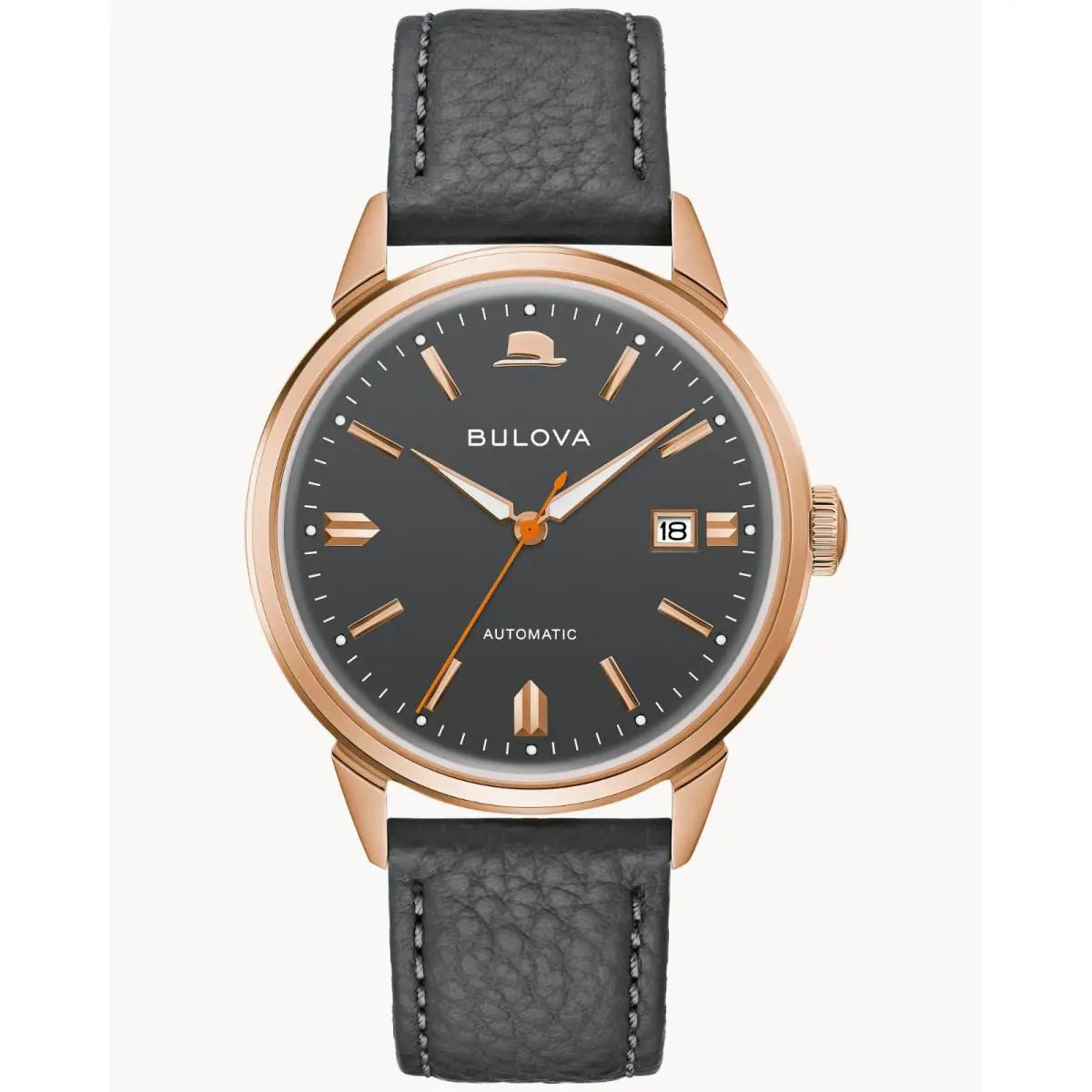 Bulova Frank Sinatra Classic Summer Wind Automatic Mens Watch 97B206 - Dial: Gray, Band: Gray, Bezel: Rose Gold