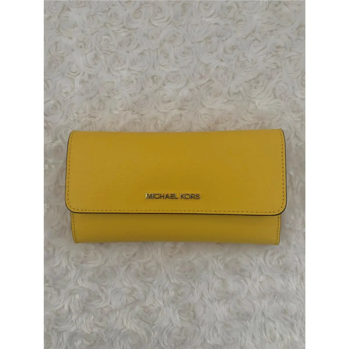 Jet Set Travel Large Trifold Wallet Citrus/Gold (crossgrain leather) by Michael Kors