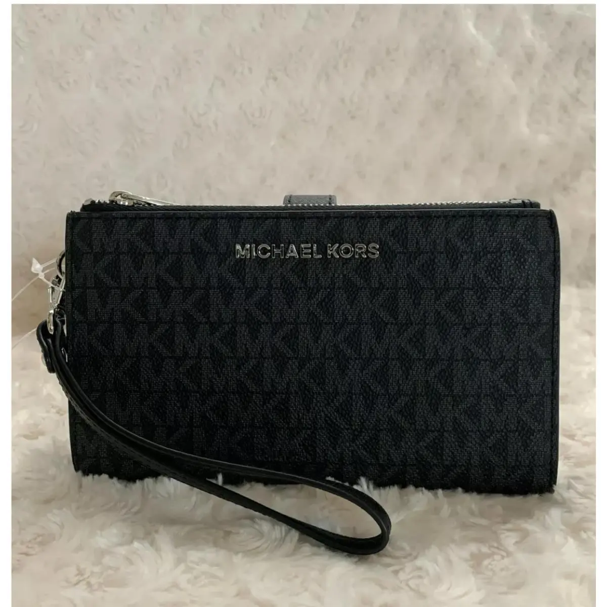 Jet Set Travel Large Double Zip Wristlet Black-silver (pvc) by Michael Kors