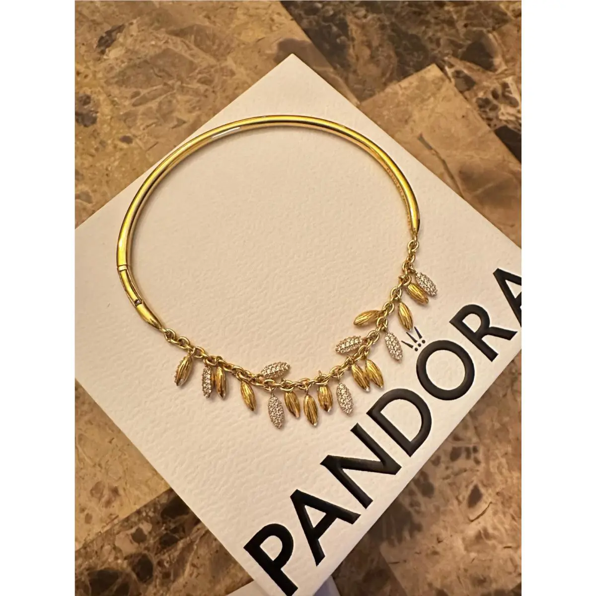 Pandora Shine Floating Grains Bangle Braceletpandora Shine Floating