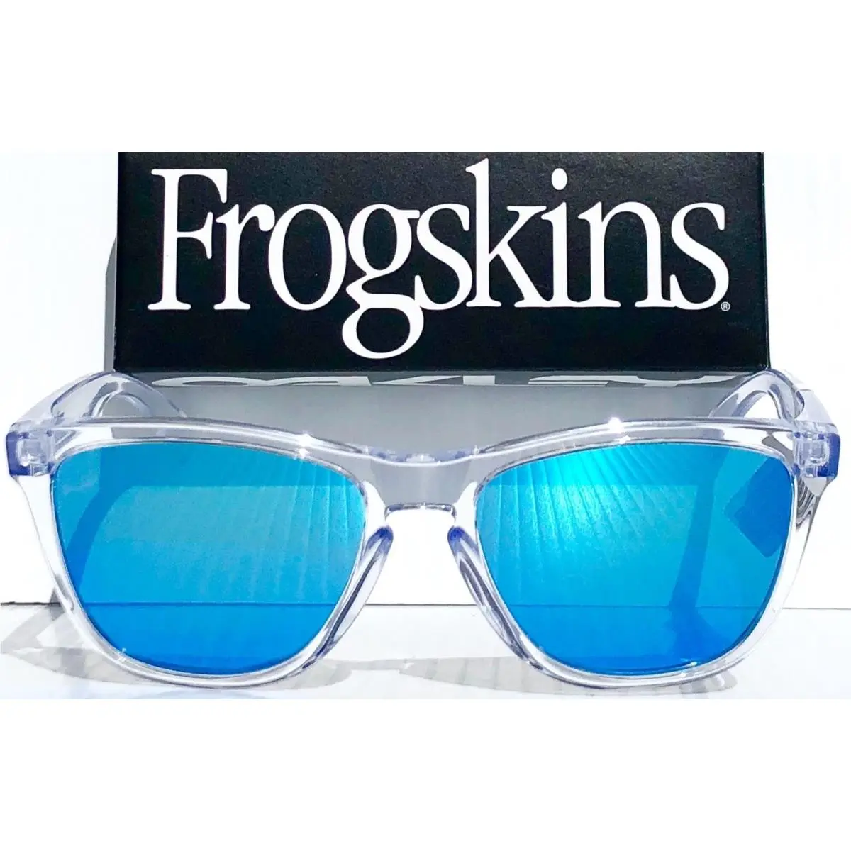Oakley Frogskins Clear Crystal with Prizm Sapphire Blue Sunglass 9013-D0