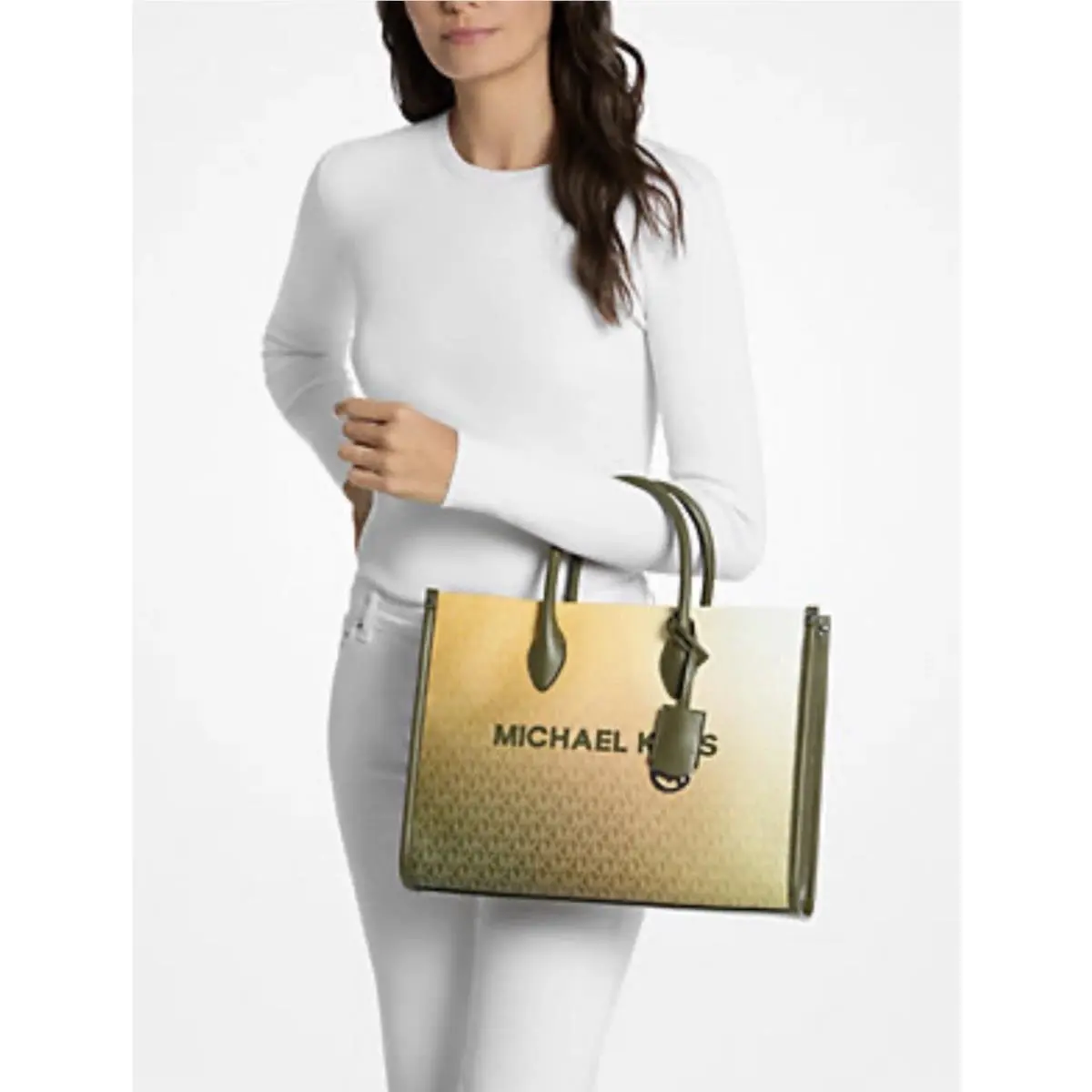 Michael Kors Mirella Small Logo Crossbody Bag+double Zip Wallet Set Olive Multi