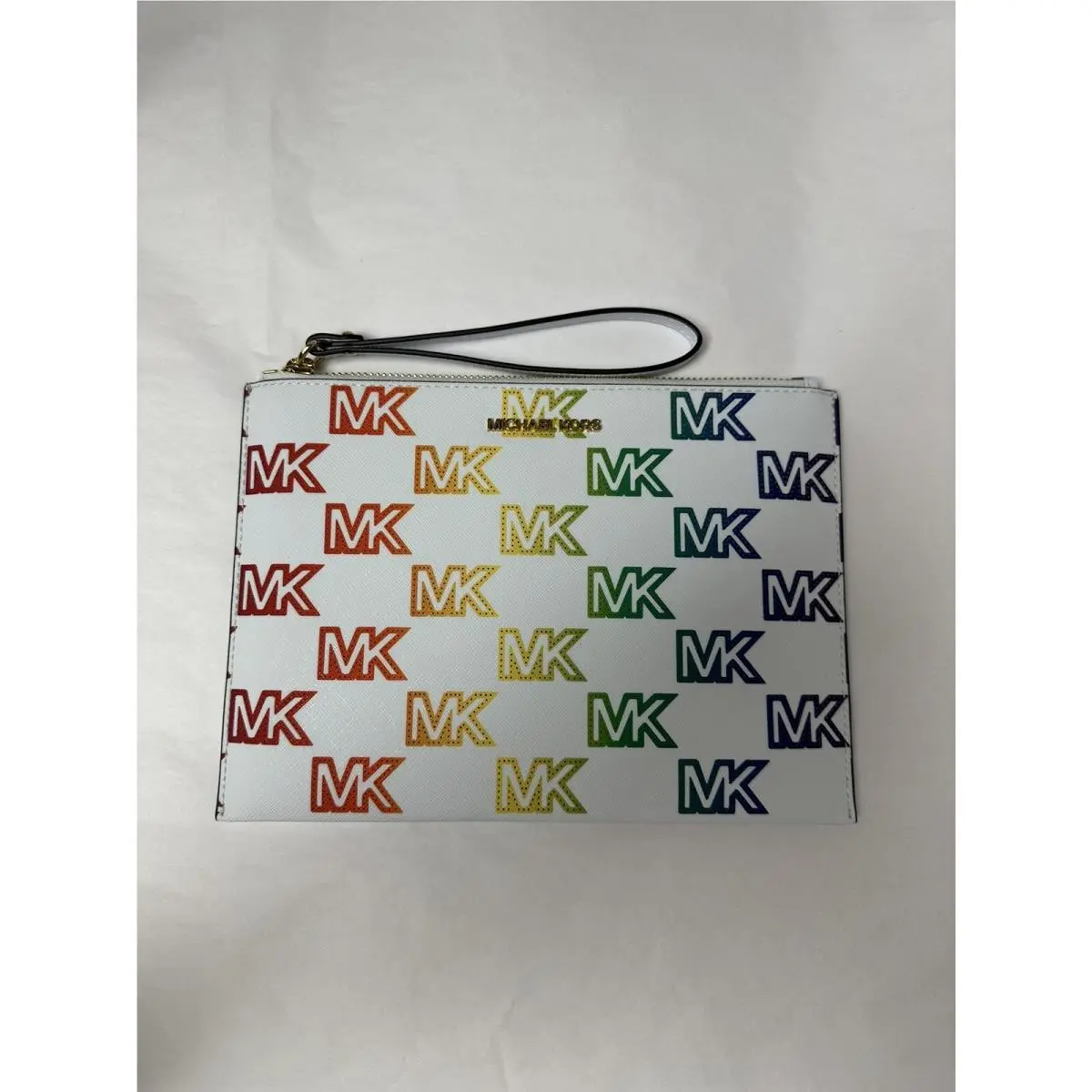 Michael Kors JS Travel XL Zip Non-leather Vegan Clutch/wristlet Optic White Mlt