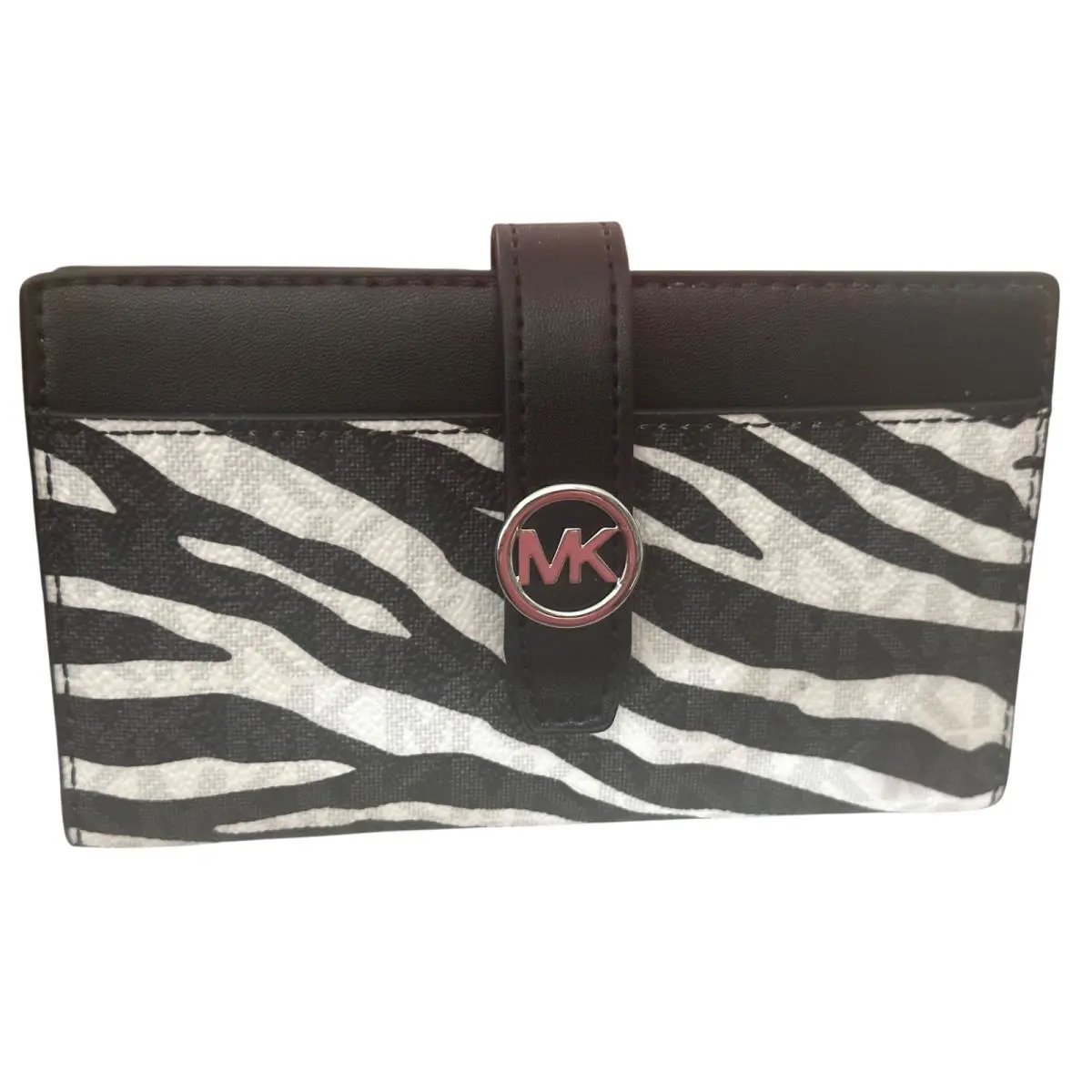 Michael Kors Greenwich Medium Bifold Wallet- Black and White- Zebra Print