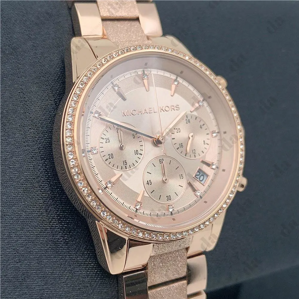 Michael Kors MK6598 Women`s Ritz Chronograph Rose Gold Stainless Steel Watch