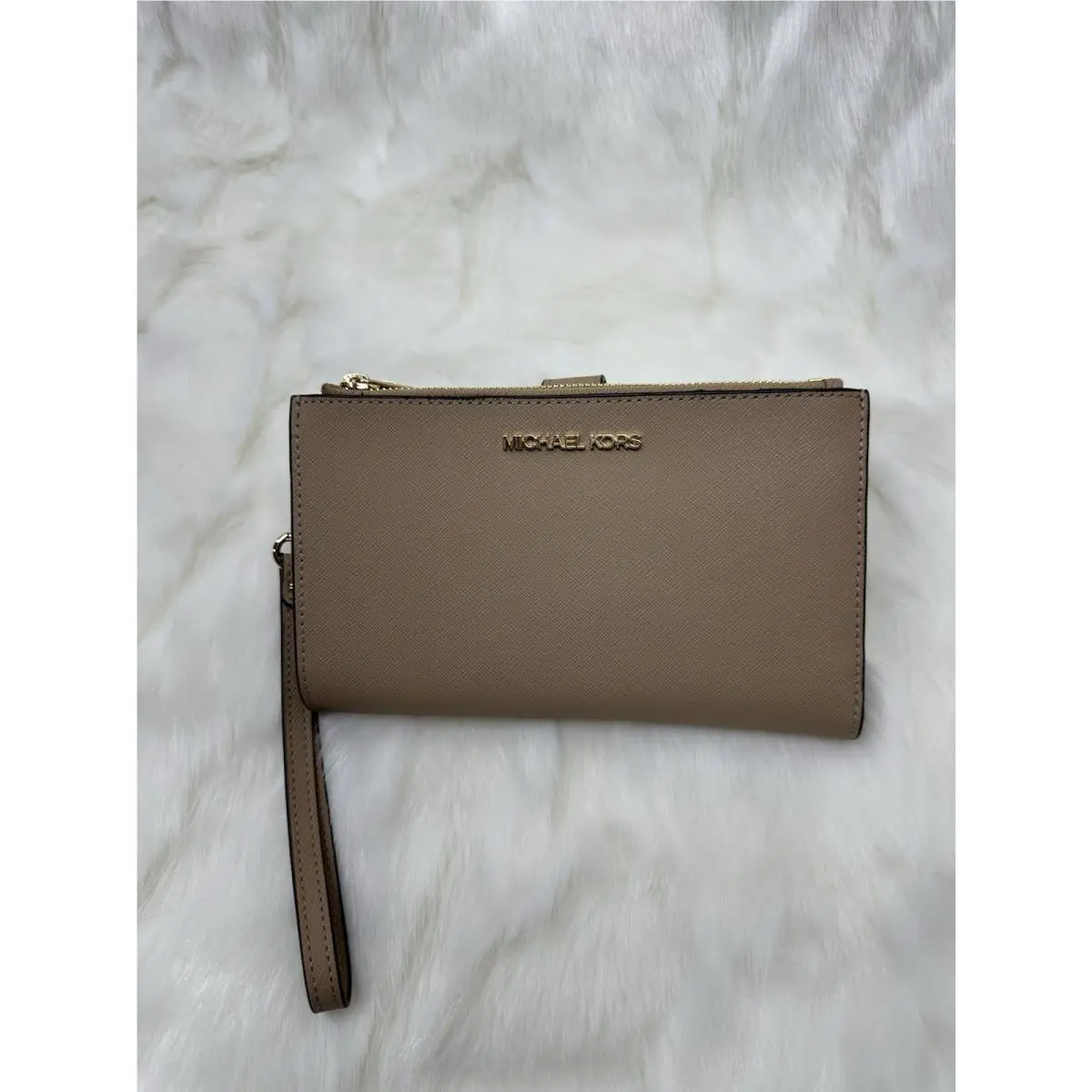 Michael Kors Jet Set Travel Large Double Zip Wristlet Camel