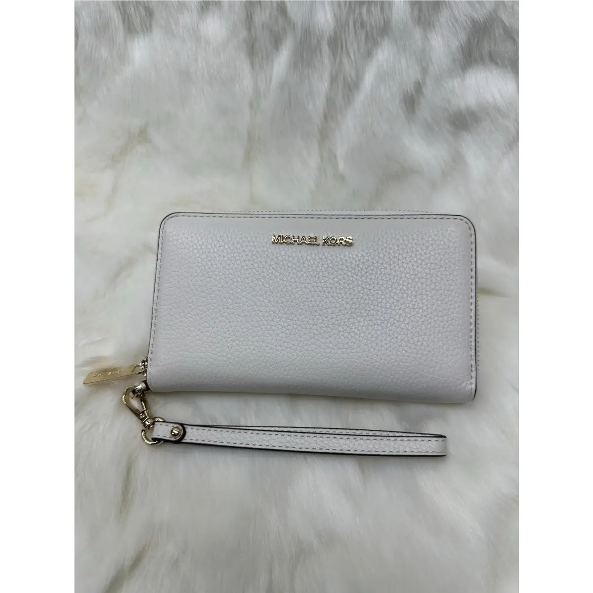 Michael Kors Jet Set Travel LG Flat MF Phone Case Wallet/wristlet Optic White