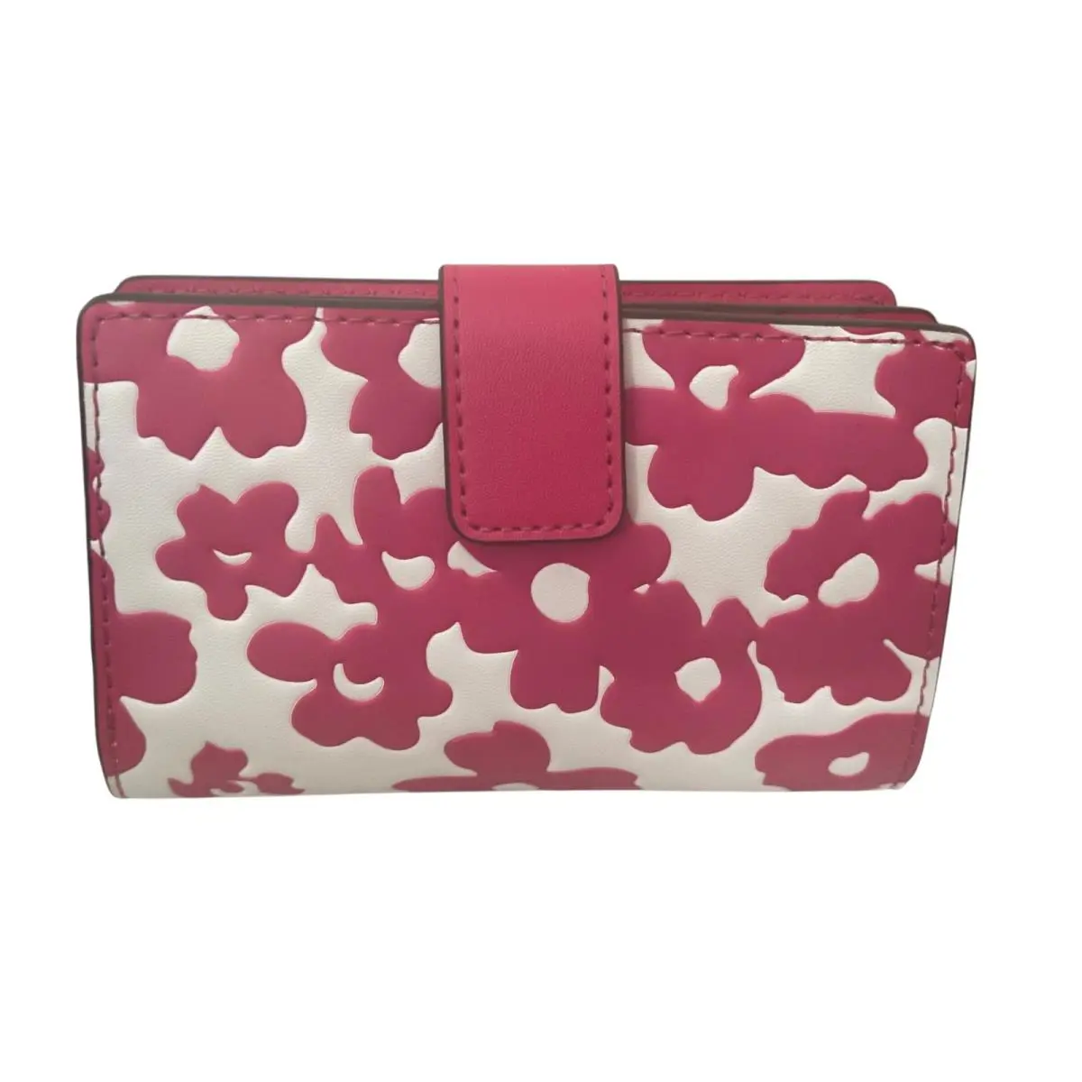 Michael Kors Jet Set Travel Zip Coin Wallet-flowers- Dragonfruit Pink White - Pink