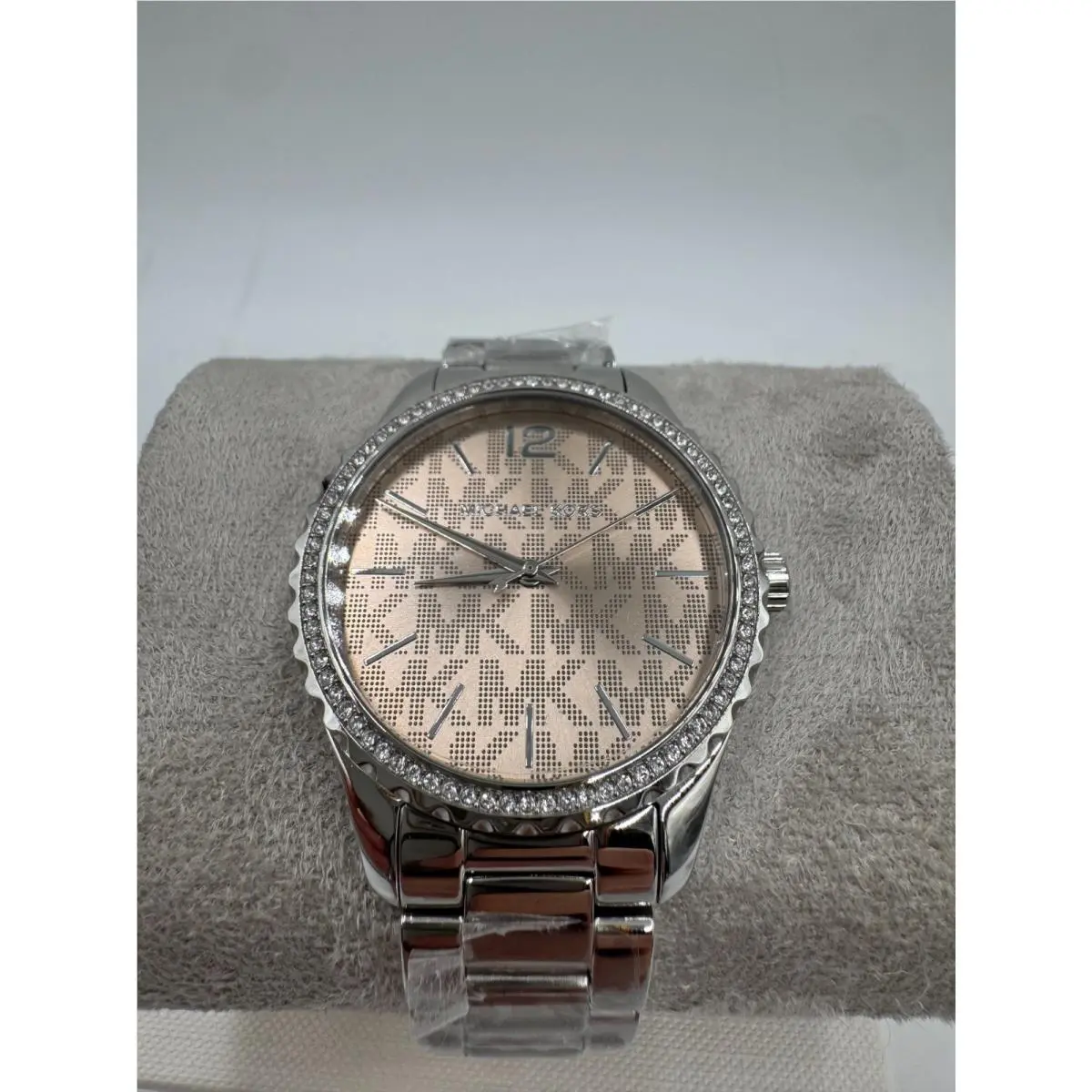 Michael Kors Layton MK7298 Stainless Steel Glitz Watch Pale Rose Dial Crystals
