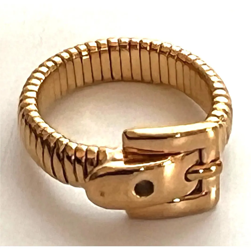 Michael Kors MKJ1857710 Heritage Gold-tone Buckle Ring Size 6