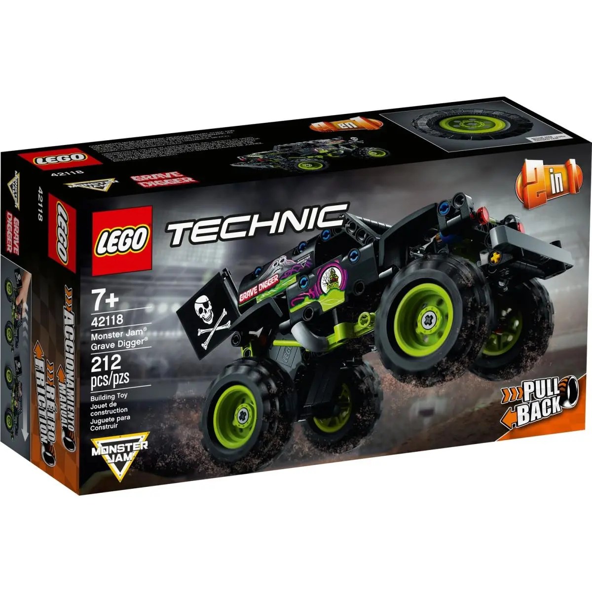 Lego Technic Monster Jam Grave Digger 2 in 1 Pull Back Truck 42118