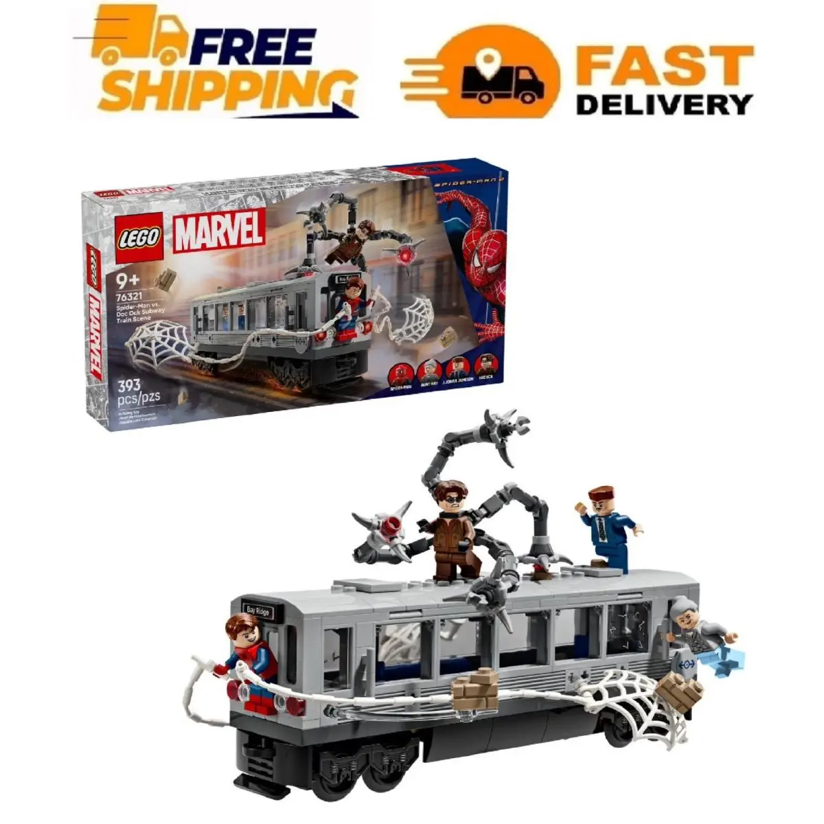 Lego Marvel Spider-man Vs. Doc Ock Subway Train Scene Building Set 393 pc
