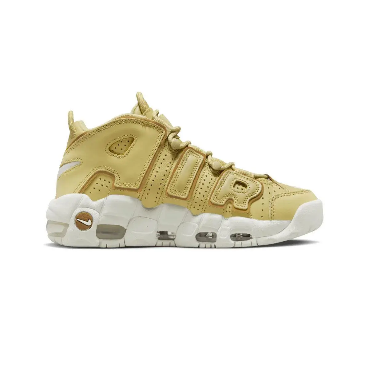 Nike Women`s Air More Uptempo Buff DV1137-700 Gold/white SZ 3-15 - Gold/White