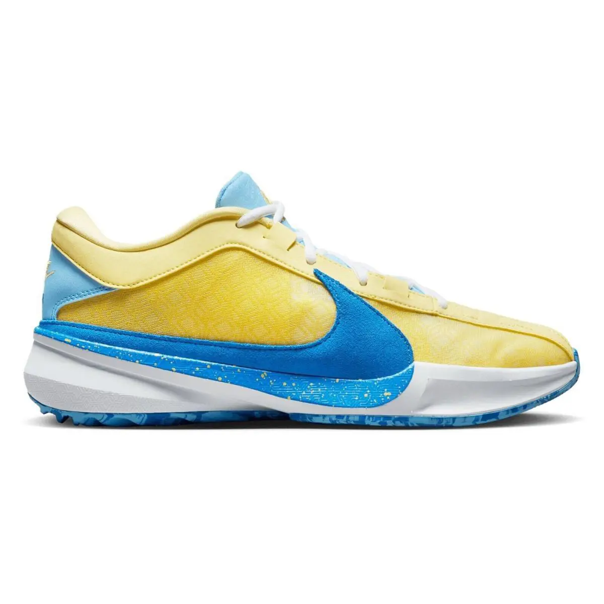 Nike Men`s Zoom Freak 5 Basketball Shoe - Soft Yellow/Photo Blue/White