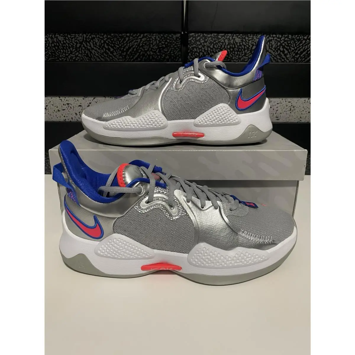 Nike shoes - Nike PG 5 - CW3143-005 - Metallic Silver/Laser Crimson 6