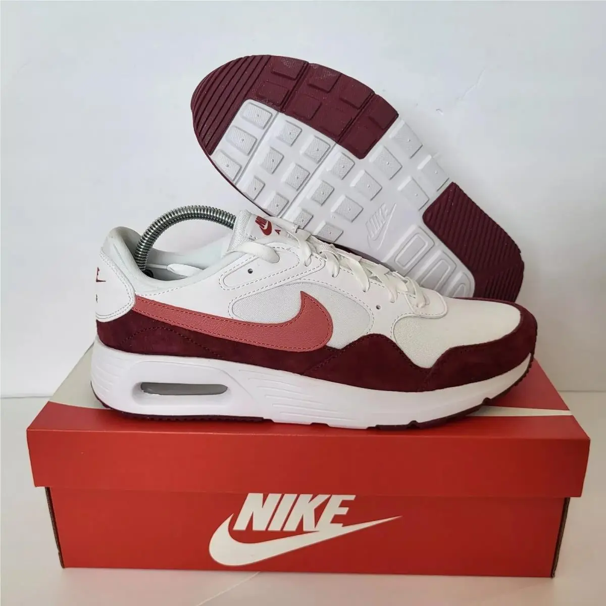 Nike Air Max SC White Team Red Adobe FJ3242-100 Womens Sneakers Size 10