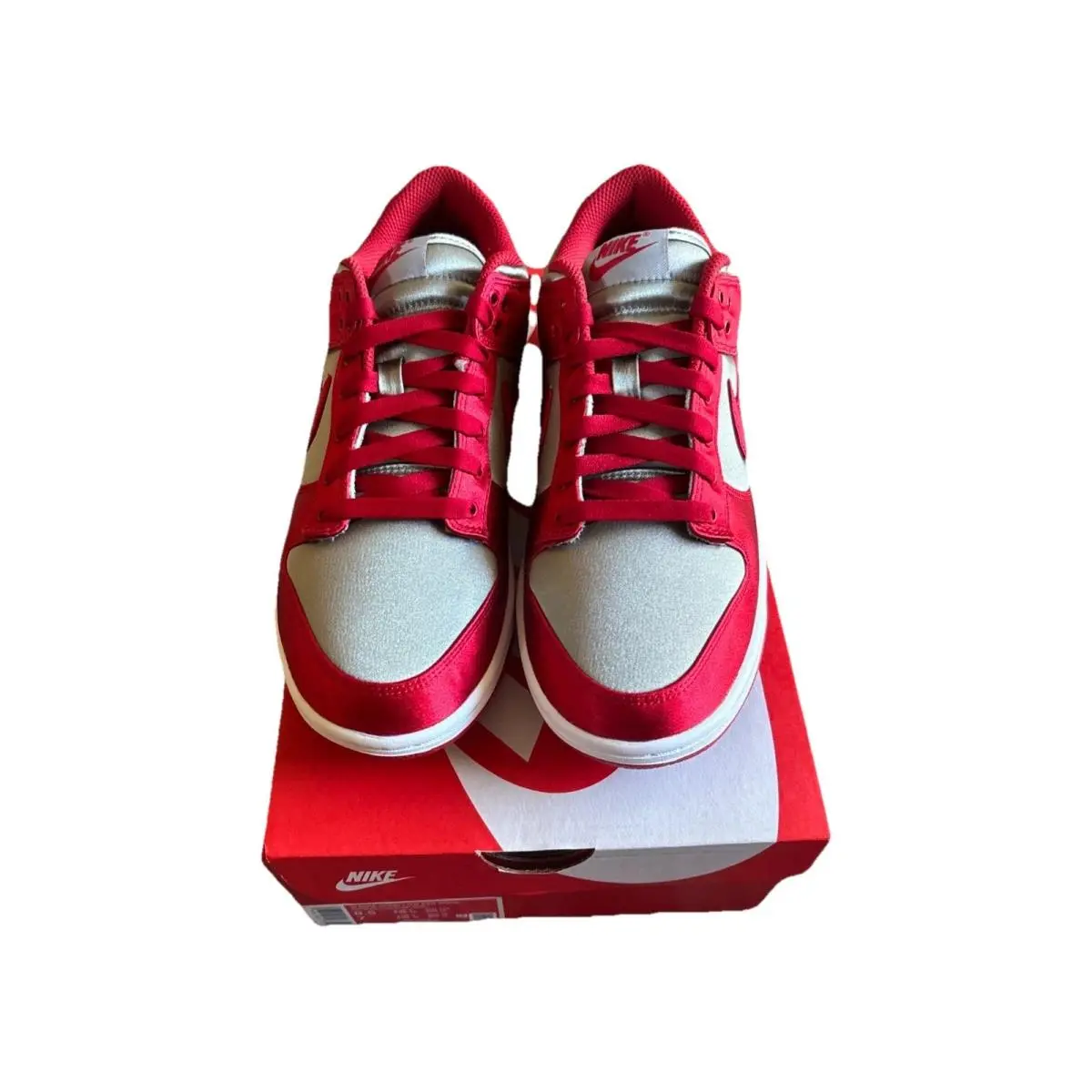 Size 8.5 - Nike Dunk Low Satin Grey Varsity Red White Deadstock/ DX5931001