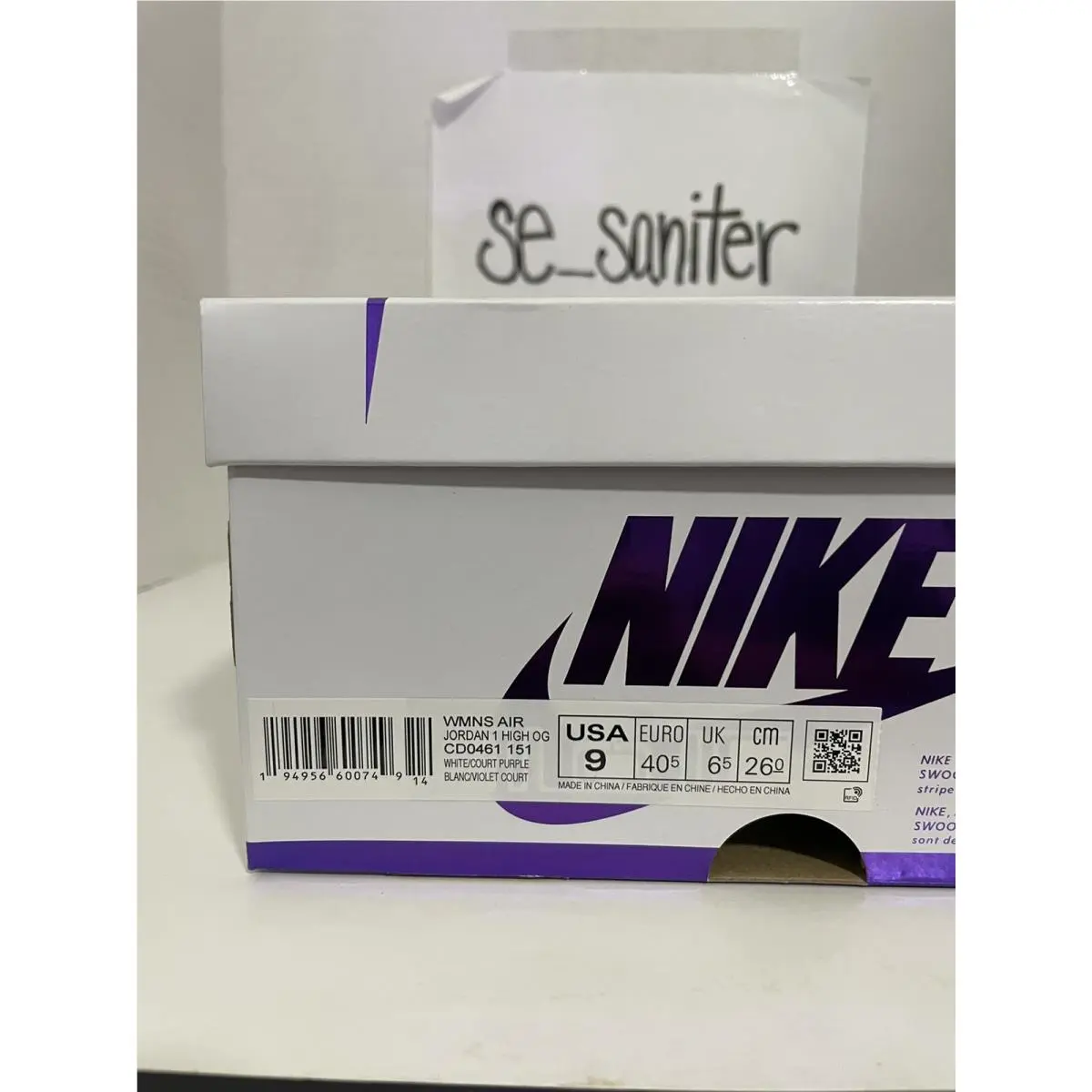 Nike shoes - Air Jordan 1 - Air - CD0461151 - WHITE/COURT PURPLE (UPC: 194956600749) 7