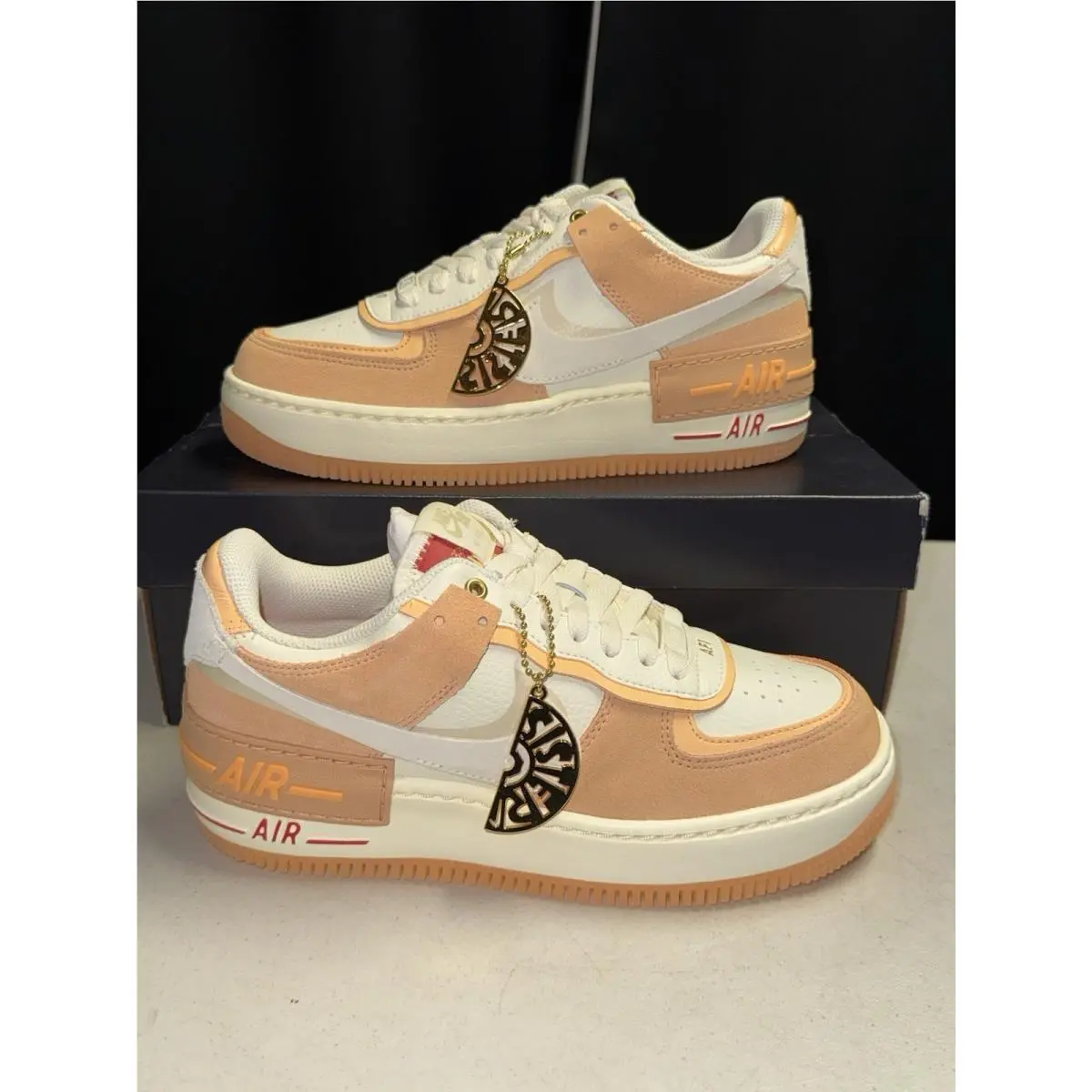 Nike Air Force 1 Shadow Women`s Sz 8 Cashmere/orange Chalk DM8157-700 w/ Box
