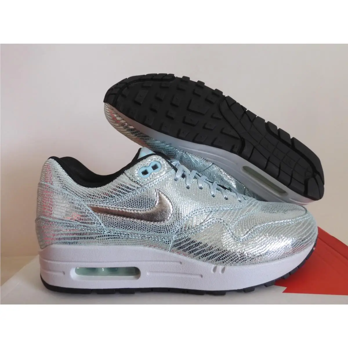 Nike Air Max 1 QS Disco Ball Met Silver-glacier Ice Womens Sz 6.5 633737-001
