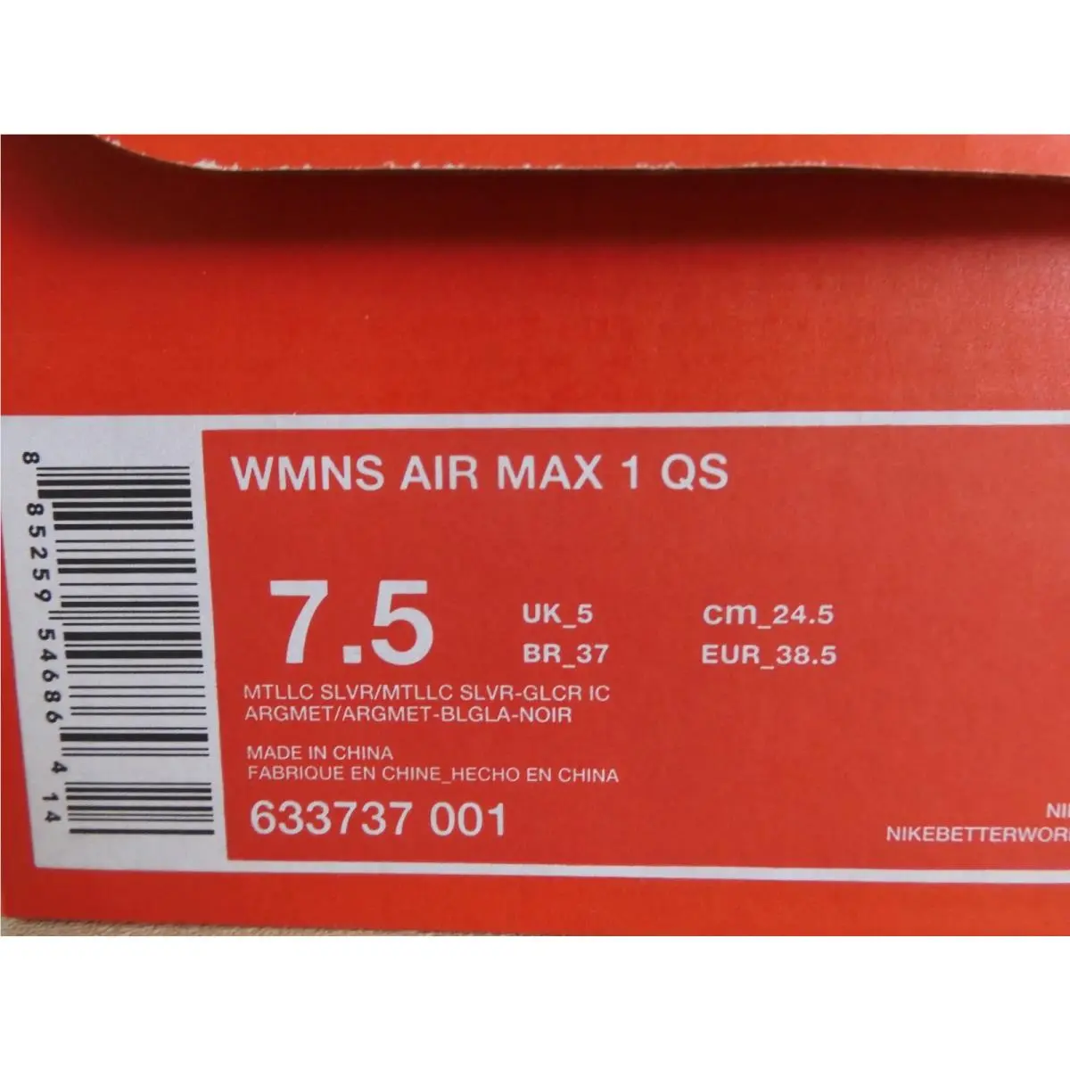 Nike shoes - Nike Air Max 1 - Air Max - 633737 001 - Silver (UPC: 885259546840) 7